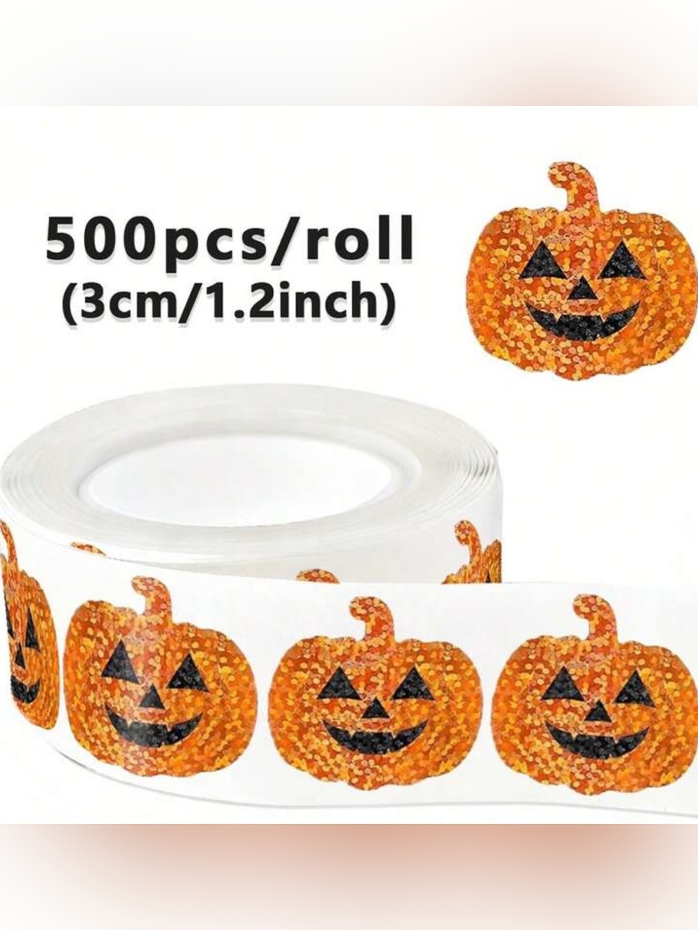 500 Roll of Halloween Pumpkin Stickers